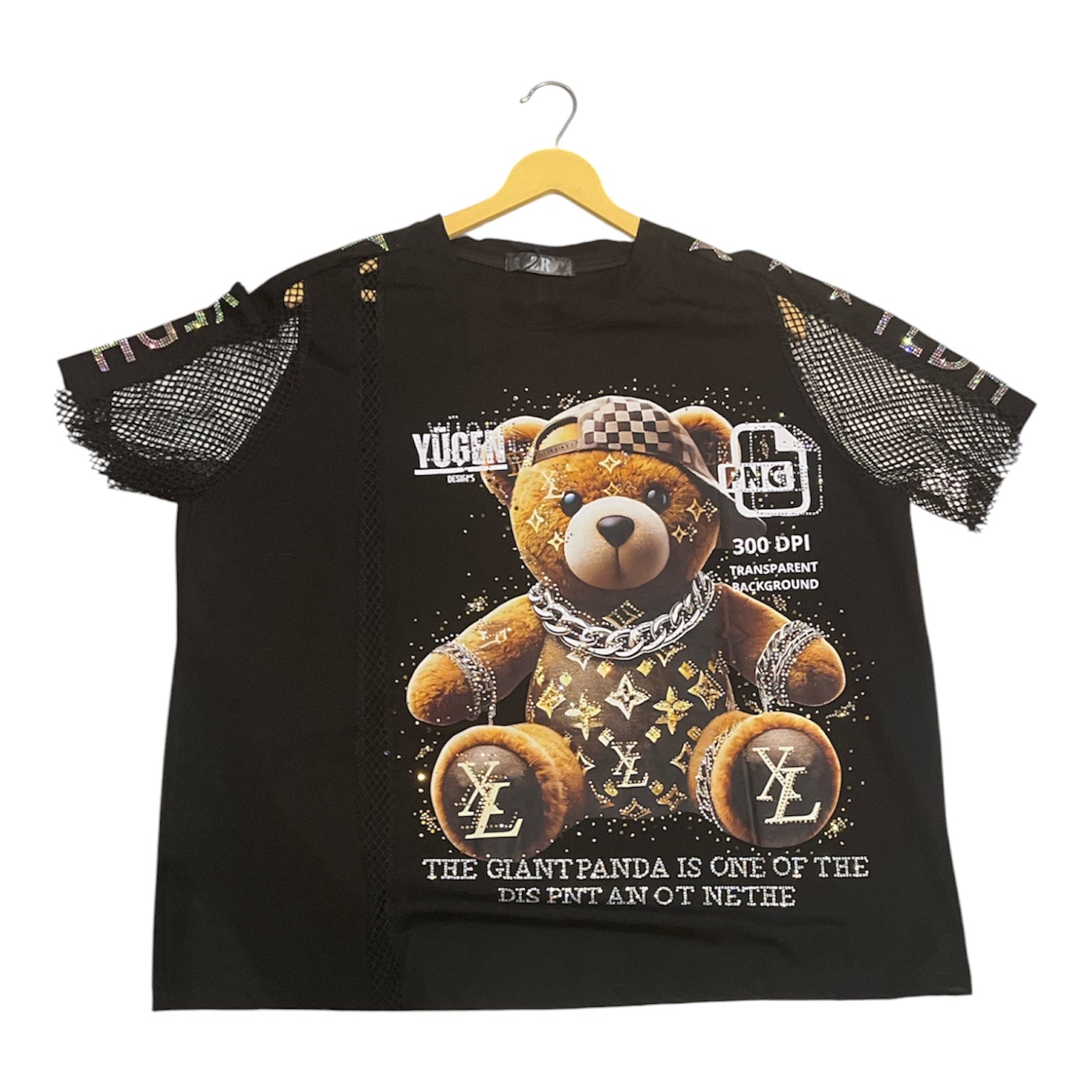 The "NY Bear" Rhinestone Mesh Tee – Red