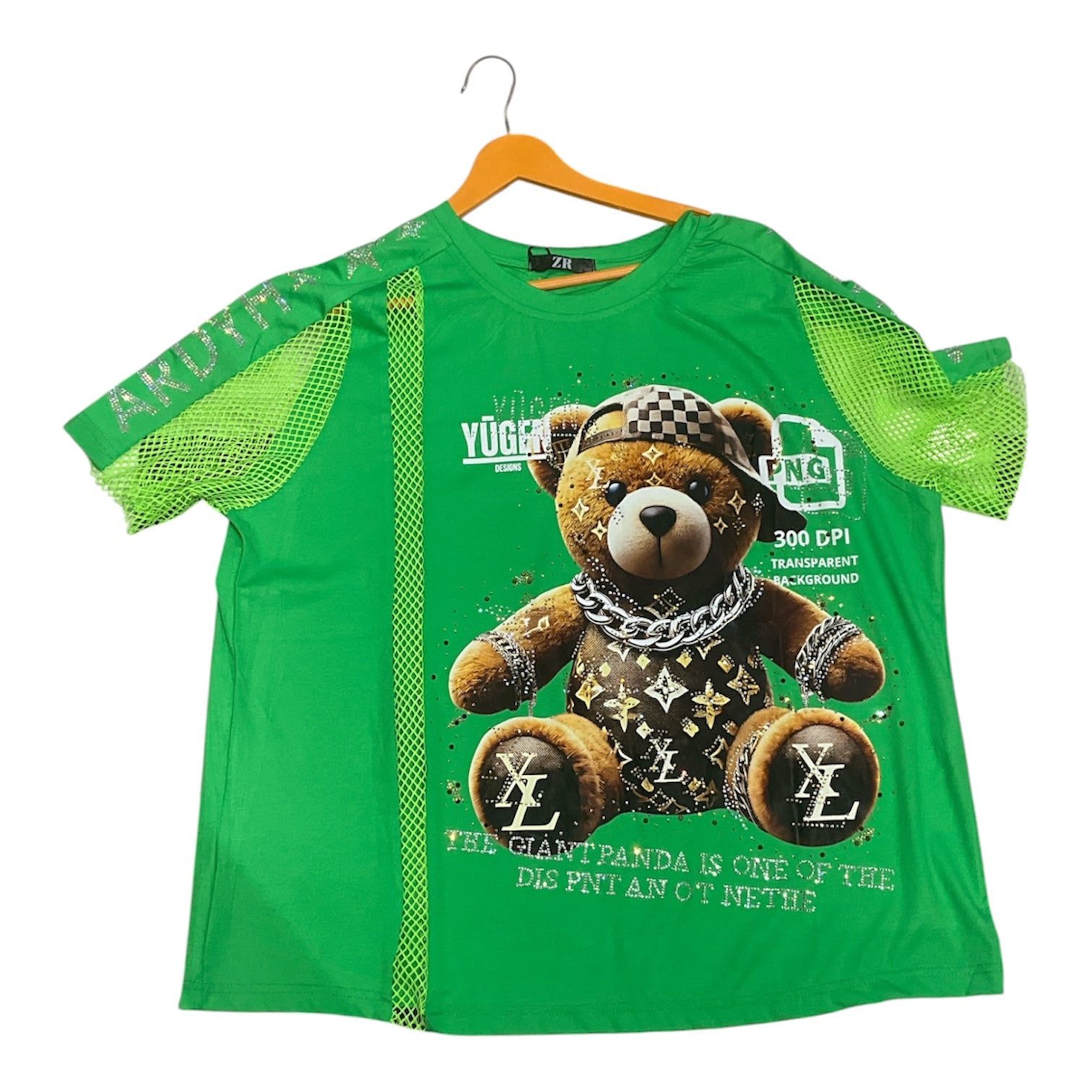 The "NY Bear" Rhinestone Mesh Tee – Red