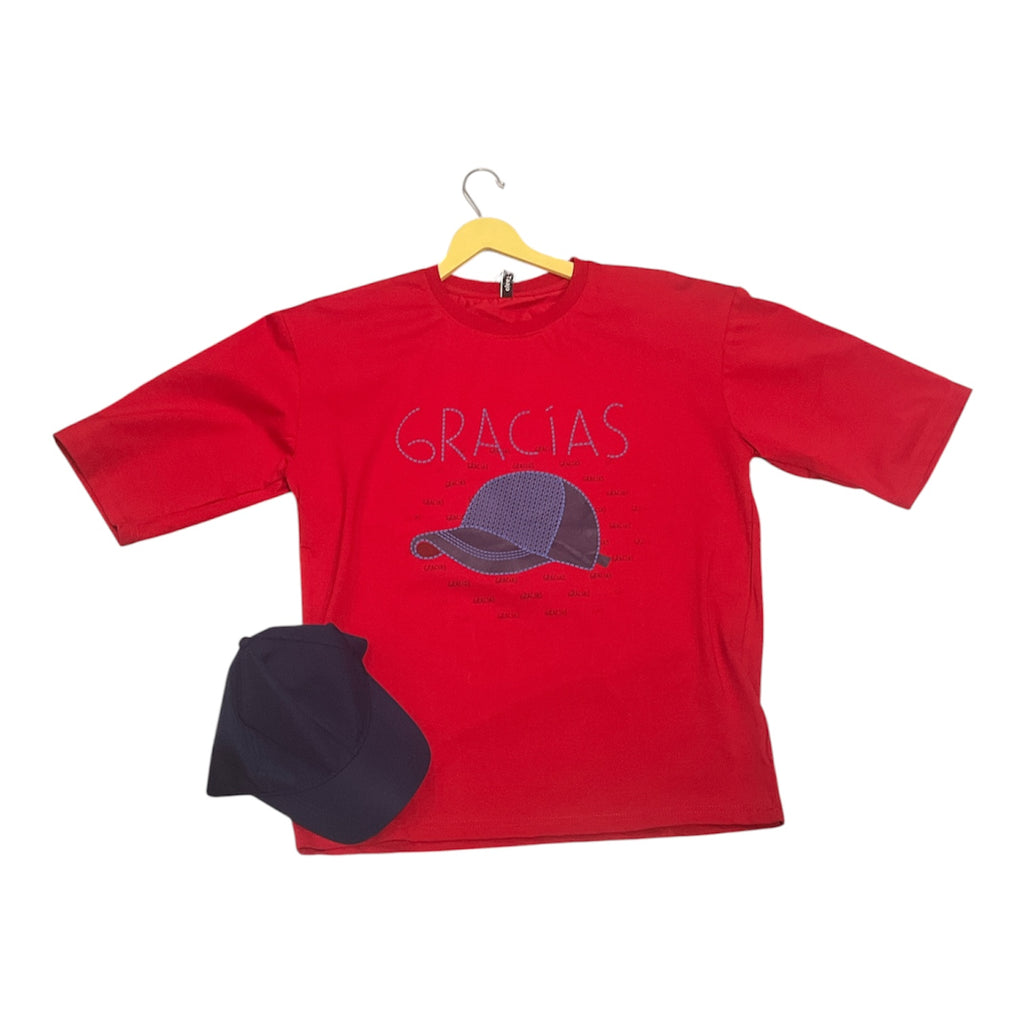"GRACIAS" Red Graphic Tee + Cap Duo